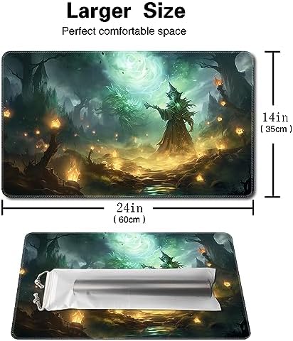 MTG Playmat Size 24x14in Free Storage Bags Non-Slip Backing Printing, Ideal for Card Game Enthusiasts TCG Playmat (No with Zone,Evil in The Night)