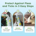 BugMD Flea and Tick Concentrate (3.7 oz) - Essential Oil-Powered Formula, Controls Fleas, Ticks, Mites in Dogs and Other Furred Animals, Spray on Pet Beds, Kennels