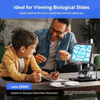 TOMLOV TriL110 3-Lens Digital Microscope: 10.1" 2500X 2K HDMI Coin Microscope Magnifier for Whole Coins with IPS Screen, LCD Soldering Microscopes for Adults, 14 LED Lights, PC/TV Compatible, 64GB