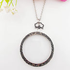 YYHSND 10X Magnifying Glass Necklace Magnifier Necklace Pendant Optical Magnifier with Chain Necklace for Library, Reading, Zooming and Jewelry (Color : Silver)