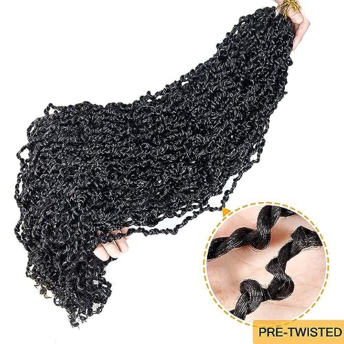 Boho Majesty Twist Crochet Hair 26" - 8 Packs Black Pre Twisted Micro Passion Twist Crochet Hair Curly Senegalese Dreadlocks Extensions Pre-looped Soft Locs Braids for Women Synthetic