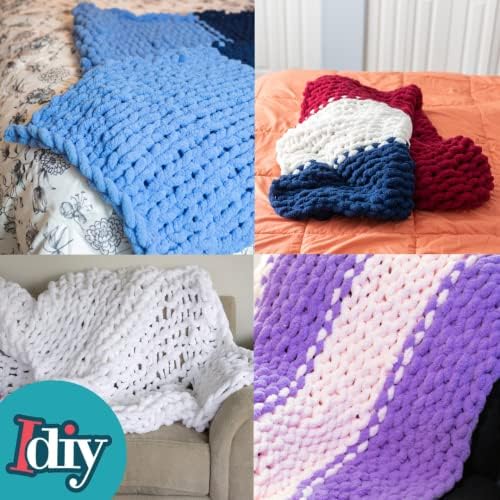 iDIY Chunky Yarn 3 Pack Skeins (72 Yards)-Tie Dye (Light Pink, Dark Pink, Red)-Fluffy Chenille Yarn Soft Throw & Baby Blankets, Arm Knitting, Crocheting &DIY Crafts & Projects! Homemade Holiday Gift