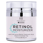 Radha Beauty Moisturizing Miracle Retinol Cream for Face - with 2.5% Retinol, Hyaluronic Acid, Vitamin E and Green Tea. Luxury Night and Day Cream 1.7 fl oz.