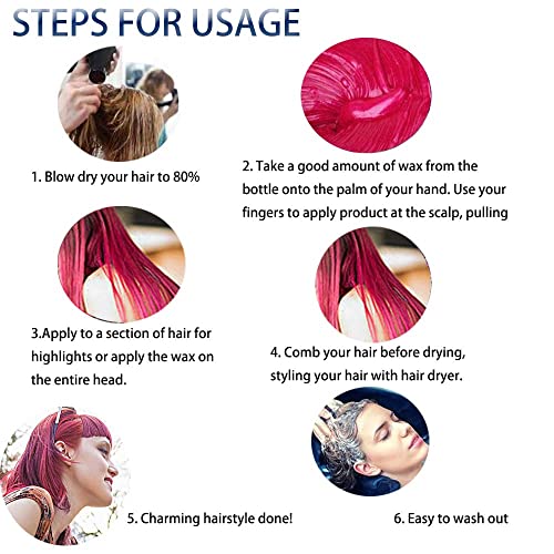 Temporary Hair Color Wax,Hair Color Spray Wax, Natural Hair Coloring Wax Material Disposable Hair Styling Clays Ash for Cosplay,Party,Masquerade, Halloween.etc (Blue White Green Pink, 1 Pack)