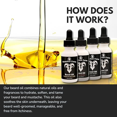 Beard Oil - Unscented - Moisturizes, Softens & Conditions with Jojoba Oil & Argan Oil - Beard Conditioner for Men with Beards, Mustaches, Facial Hair - Reduces Itchiness, Promotes Growth