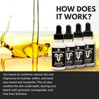 Beard Oil - Unscented - Moisturizes, Softens & Conditions with Jojoba Oil & Argan Oil - Beard Conditioner for Men with Beards, Mustaches, Facial Hair - Reduces Itchiness, Promotes Growth