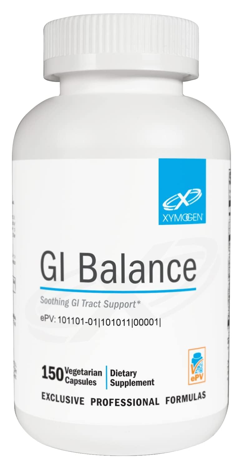 XYMOGEN GI Balance - Supports Gastrointestinal Health & Healthy Bowel Movements - Free of Gluten, Dairy & Soy - 150 Capsules