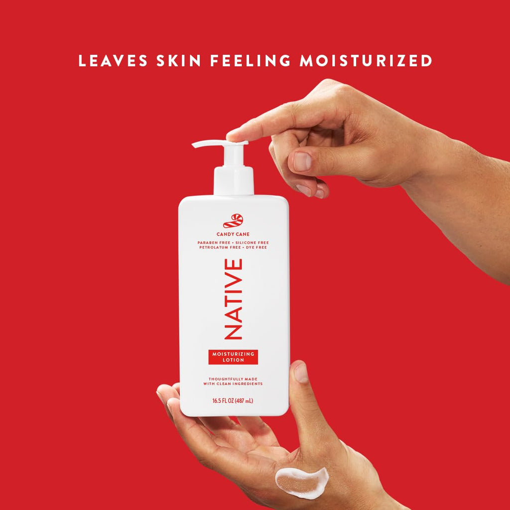 Native Body Lotion with Naturally Derived Ingredients - Candy Cane - Silicone, Paraben, & Dye Free Leaving Skin Soft and Hydrating | Holiday Seasonal Scent Bundle, 16.5 oz - 2 Pk