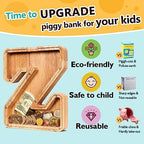 SummiDate Wooden Letter Piggy Bank| Piggy Bank for Boys Girls Toddler| Alphabet Z Money Bank| Coin Bank Birthday Gift for Kids|Birthday Gift for Kids (Z)
