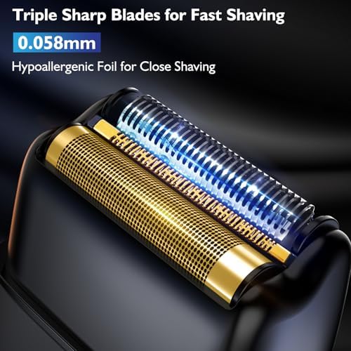 Electric Razor for Men Face, Bazivve Electric Shavers for Men, Foil Shaver with 3 Adjustable Speeds, Rechargeable Waterproof Close Shave Trimmer with LED Display for Face/Beard/Head Shavers (Black)