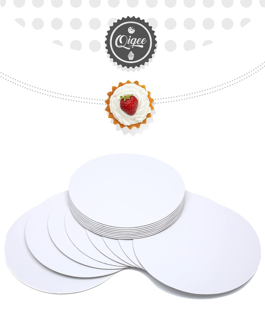 qiqee 70-Packs White Cake Boards Round 10 Inch Circles Rounds Base Food-Grade Cardboard Cake Plate（Thinner But Stronger）