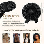 YANIBEST Silk Bonnet for Sleeping Women Satin Bonnet Double Layer Satin Lined Hair Bonnet with Tie Band Curly Hair