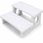 XtremepowerUS 2-Steps Heavy Duty Plastic Resin Spa Steps - Hot Tub, Inflatable Pool, and Patio Accessories, for Outdoor Use, Weatherproof Materials, White