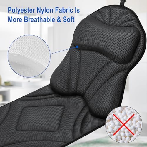Full Body Bath Pillow for Bathtub, Luxury Bath Gifts for Women Thick Bathtub Cushion for Soaking Tub with Laundry Bag, Bathtub Pillow Luxury Bathtub Pillows for Head,Neck & Back,Spa (Grey)