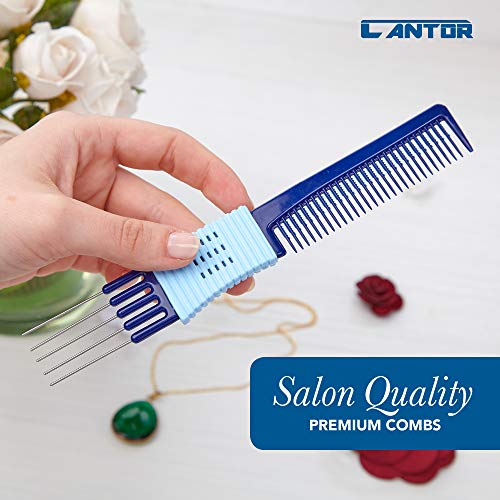 Lift Teasing Comb and Hair Pick – 5 Pack, Five Stainless Still Lifts - Chemical and Heat Resistant Detangler Gripper Comb – Anti Static Comb For All Hair Types – By Cantor