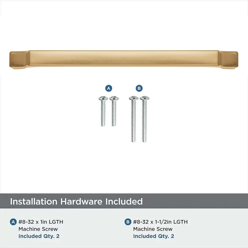 khtumeware 10-Pack 6 Inch Square Brushed Brass Cabinet Pulls, Solid Satin Brass Zinc Alloy Heavy-Duty Handles for Kitchen/Bathroom Cabinets, Drawers & Cupboards (6 Inch Center to Center)