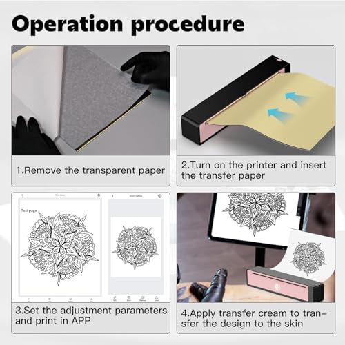 Wormhole Tattoo Stencil Printer, Bluetooth Tattoo Printer Portable Stencil Printer for tattooing Thermal Tattoo Printer Machine with 2500mAh Battery Support Smartphones & PC Pink