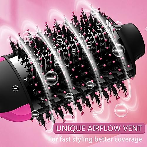 Dual Voltage Hair Dryer Brush with European Plug, Blow Dryer Brush for European Travel, 110V-120V/220V-240V Hot Air Brush and Styler Volumizer with Negative Ion Anti-frizz