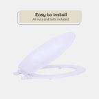 Elongated Wood Toilet Seat, White - 19 Inch - Fits All Elongated Size Fixtures - Easy to Install Fantasia by Achim Home Decor