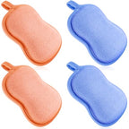 Tatuo 4 Pieces Baby Bath Sponge Cotton Baby Sponge Soft and Absorbent loofah for Kids Babies Men Women(Orange,Blue)