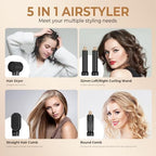 Blow Dryer Brush 5 in 1, Negative Ion Hair Dryer Brush Set Air Styler Curling Wrap Air Curler, Upgrade Hot Air Brush Curling Iron Hair Styling Tools As A Gift for Straight/Curling/Drying/Smoothing