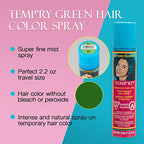 Jerome Russell Green Intense Spray-On Hair Color - Fast-Drying, Non-Sticky, Travel Size Vivid Hair Dye, 2.2 oz