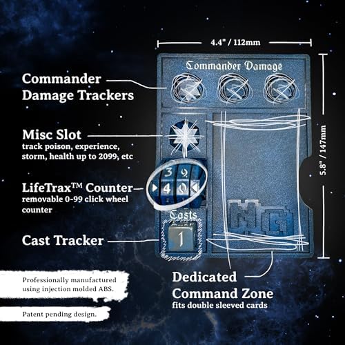 NERD GEAR Commander Essentials Kit - Ultimate Accessory for MTG Commander EDH - MTG Command Zone Tray - Health Counter - Spin Down Dice - Dry Erase Tokens (Deep Blue)