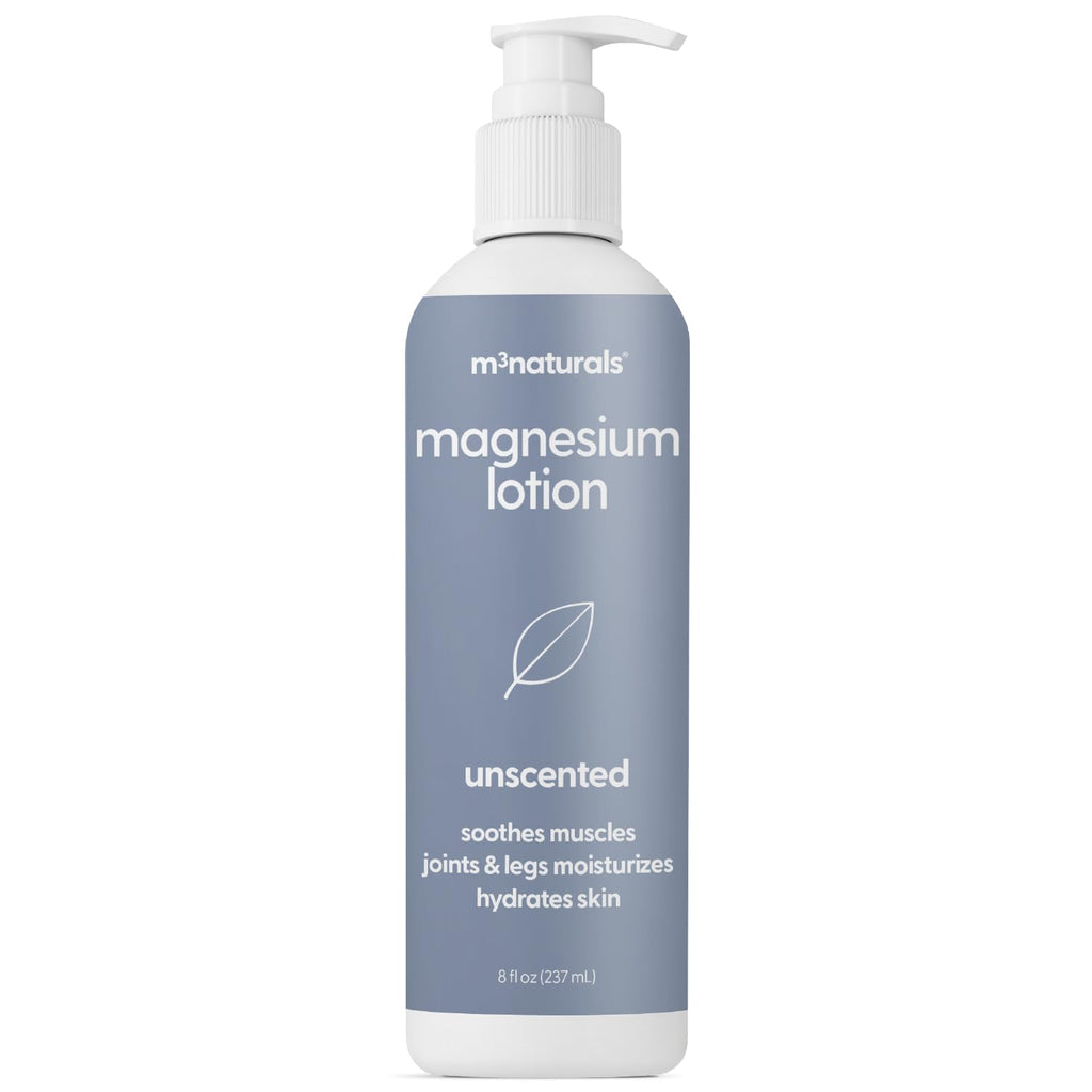 Unscented Magnesium Lotion for Sleep & Leg Cramps, Suitable for Sensitive Skin, Helps with Muscle Relaxation, Soothes Tired Legs & Foot Aches and Supports Restful Nights, 8 fl oz by M3