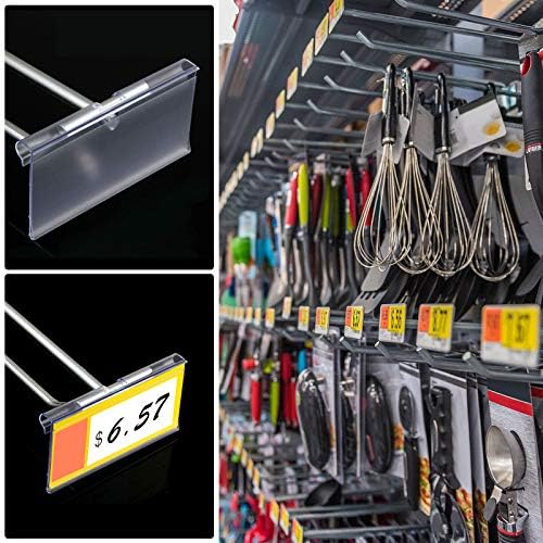 50 Pcs Plastic Wire Shelf Label Holders, 3" x 1.65" Clear Price Tag Holder with Double Snap Lock Closure - Reusable Plastic Basket Label Holders for Market, Retail Shop, and Pantry