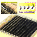 ALICE Fluffy Volume Lash Clusters Kit Lash Extension Kit Thick 3D Wispy DIY Eyelash Extension Kit with 220Pcs Mink Look Individual Lashes, Lash Bond and Remover,Tweezers(10-16mm,0.05D, D Curl)