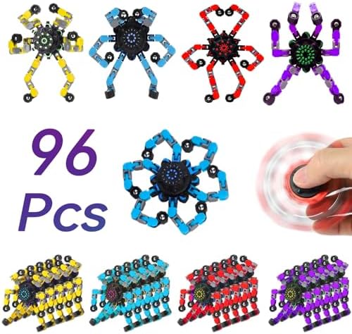 96pcs Transformable Fidget Spinners Children's Advanced Fidget Toys for Stress Relief Ideal Fidget Spinners for Sensory Toys for Boys and Girls with Autism，Party Favors