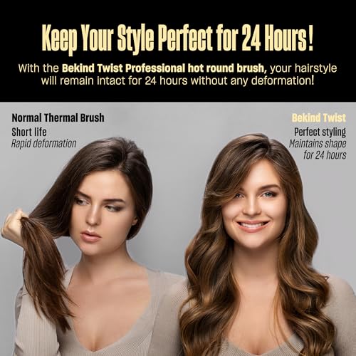 Bekind Twist Pro Thermal Brush - 1.5 Inch Versatile Heated Round Brush, Hot Air Brush Dryer, Effortless Blowout Curling Hair Styling Tools, Negative Ion Blow Out Hot Round Brush, 20s Heats (Black)
