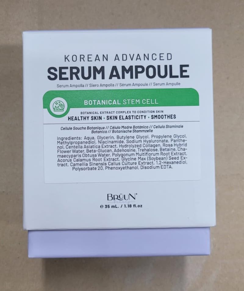 BRÜUN SC - Control Botanical Stem Cell Ampoule - Korean Serum Booster for Face and Body Skin Care Serum 1.18 fl.oz