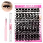 FADLASH Lash Extension Kit 100D Lash Clusters D Curl Lash Cluster Kit DIY Eyelash Extension Kit with Lash Bond and Seal Lash Applicator Tool 3D Effect fluffy Cluster Lashes(100D Kit, Mix 8-16mm)