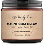 Magnesium Cream for Sleep, Muscle Soreness & Cramps Relief with Hemp Seed Oil, Vitamin E, Shea Butter - Topical Magnesium Lotion for Calm & Relaxation - Unscented - 4fl oz - Made in Canada
