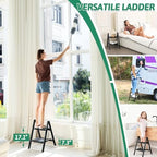 2 Step Ladder Folding Step Stool, Heavy Duty 330 Lbs Load Stepladder, Small Kitchen/Closet Ladder for Adults/Kids, Lightweight Step Ladder 2 Step Folding with Anti-Slip Wide Pedal for Home by OOSOFITT