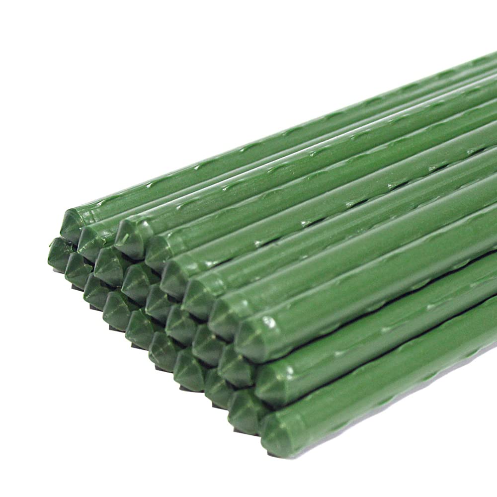 G-LEAF Garden Stakes 4 ft Plastic Coated Steel Tube Sturdy Metal Plant Sticks for Tomato,Cucumber,Bean,Tree,Pack of 50