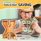 SummiDate Wooden Letter Piggy Bank| Piggy Bank for Boys Girls Toddler| Alphabet X Money Bank| Coin Bank Birthday Gift for Kids|Birthday Gift for Kids (X)