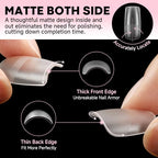 UNA GELLA 504Pcs Medium Square Nail Tips, Acrylic French Pre-shape Matte Full Cover Soft Gel x Nails, Fake Nails for Nail Extension Home DIY Art Salon 15 Sizes Press on False Nails