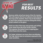REVENGE No Escape Window Fly Catchers, Pack of 4 Non-Toxic Sticky Tape Strips for Indoor Use, Attract & Trap Insects