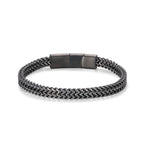 Qumfole Mens Bracelet-Stainless Steel Magnetic Clasp Franco Chain Bracelets for Men Gunmetal
