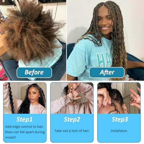 Human Braiding Hair - 22 Inch Blonde Deep Wave Bulk Hair for Braiding Boho & Micro Bohemian Braids - 100g
