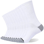 EnerWear 10 Pack Men's Cotton Moisture Wicking Heavy Cushion Crew Socks White Size 10-13 (Shoe Size 6-12)