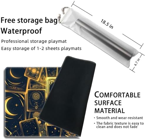 MTG Playmat Magic Card Playmat Game Mat,TCG & CCG Card Games Mat with Free Storage Bags Size 24 x 14 Inches (No with Zones,Card)