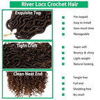 Faux Locs Crochet Hair 10 Inch Ombre Goddess Locs Crochet Hair for Women Soft River Locs Curly Pre Looped Crochet Braids with Curly Ends Boho Hippie Locs Synthetic Hair Extensions(6 packs, 1b/30)