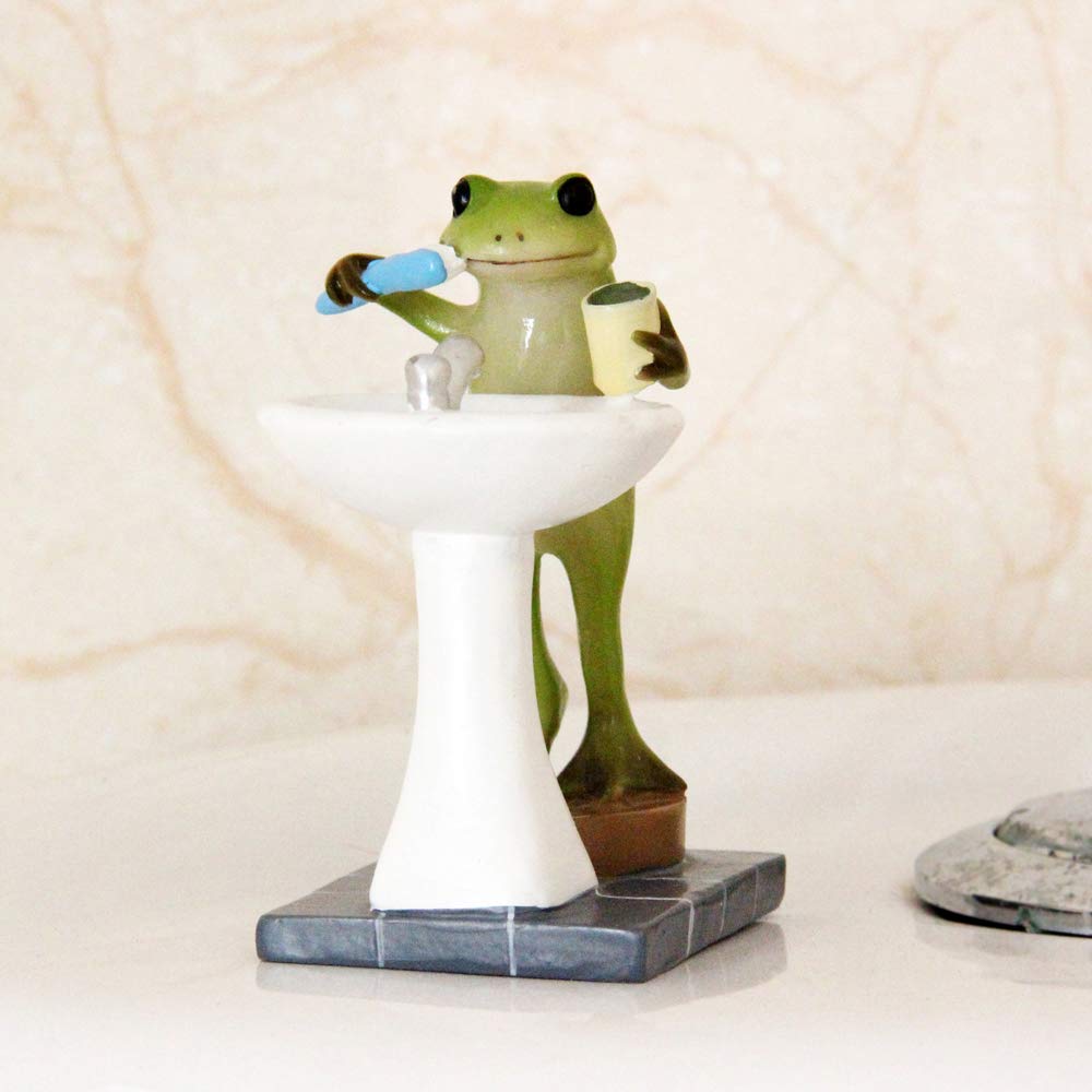 Miniature Frog Garden Statue Outdoor Fairy Animal Figurine for Bathroom