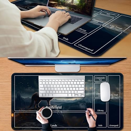 for MTG Game Playmat, for Magic TCG Rubber Play mat,Tabletop Card Playmats with Smooth Surface,Trading Card Inked Game Mat with New Zones,Battle Game,Sky Wolf