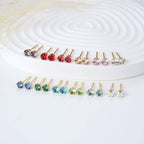 12 Pairs 18K Gold Plated Surgical Stainless Steel Stud Earring, Cubic Zirconia CZ Stud Earrings for Women, Multicolor Birthstone Stud Earrings Set 4mm (Prong 4mm)