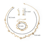 Hapibuy Crystal Necklace Earrings Bracelet Bridal Wedding Jewelry Set Rhinestone Choker Necklace For Women Brides Gold Color