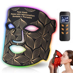 Red Light Therapy for Face, 7＋1 Colors LED Face Mask Light Therapy with 850NM Near-infrared, Portable Rechargeable Red Light Therapy Mask Skin Care Device at Home and Travel for Anti-Aging, Black